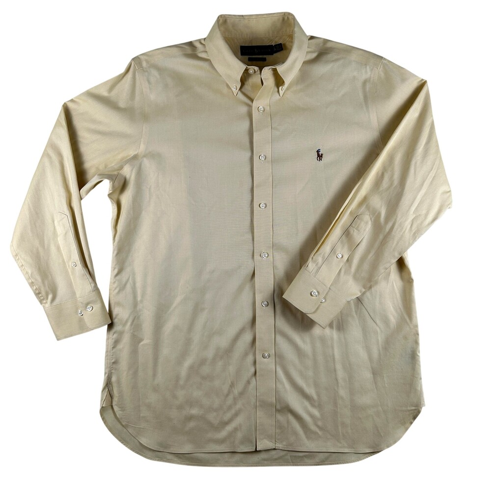 Ralph Lauren Dress Shirt Mens 16.5 32/33 Solid Easy Care Long Sleeve Flesh Pony